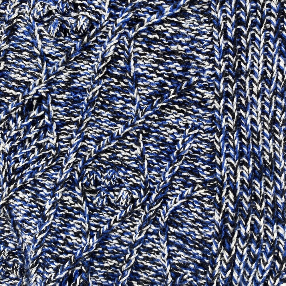 Sandro Paris Blue White Space Dye Cable Knit Cotton Sweater Size 3 Large L - Picture 6 of 11